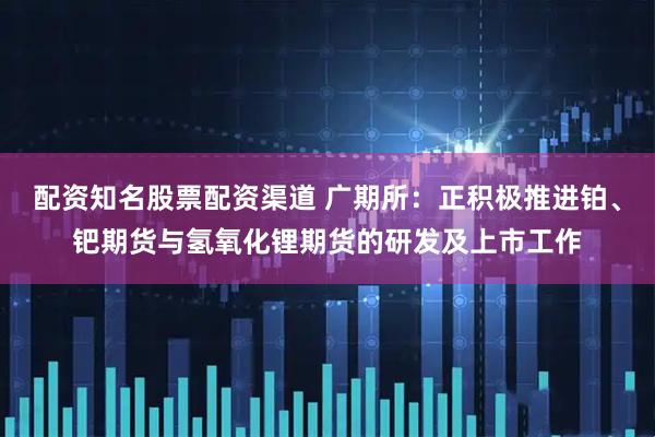 配资知名股票配资渠道 广期所：正积极推进铂、钯期货与氢氧化锂期货的研发及上市工作