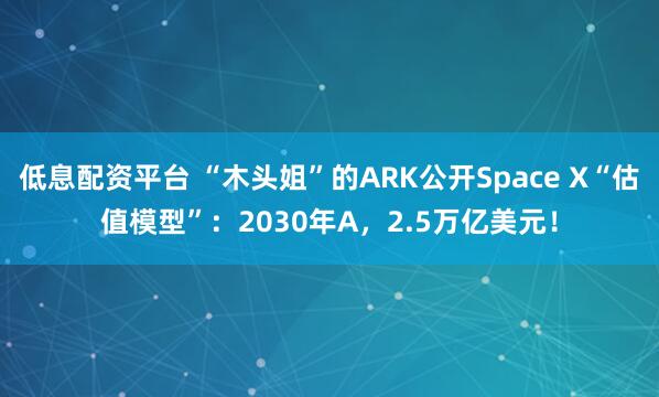 低息配资平台 “木头姐”的ARK公开Space X“估值模型”：2030年A，2.5万亿美元！